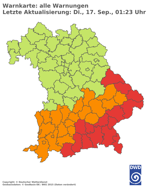 Aktuelle Wetterwarnungen für  Traunstein