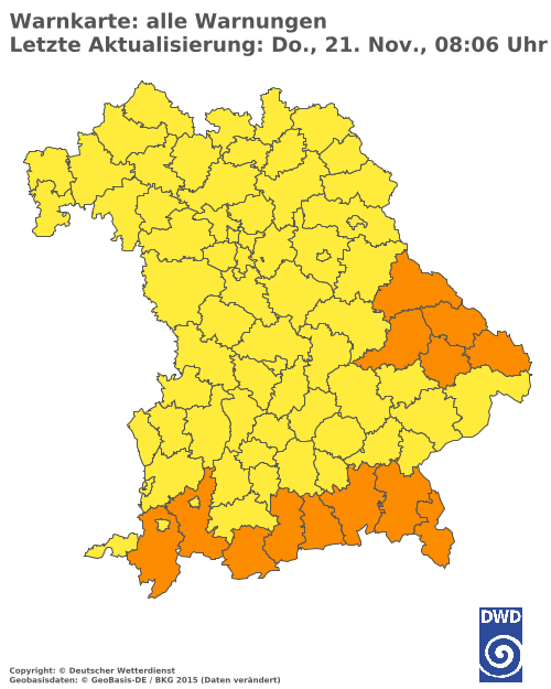 Aktuelle Wetterwarnungen für  Traunstein