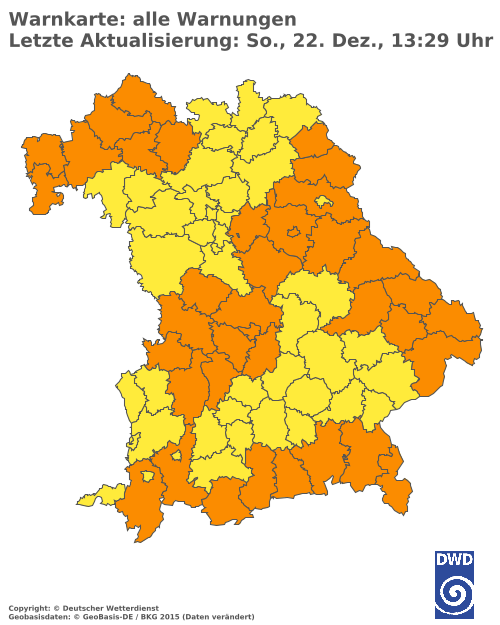 Aktuelle Wetterwarnungen für  Traunstein