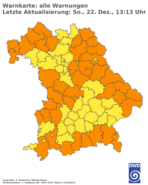 Aktuelle Wetterwarnungen für  Traunstein