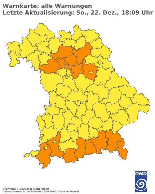 Aktuelle Wetterwarnungen für  Traunstein