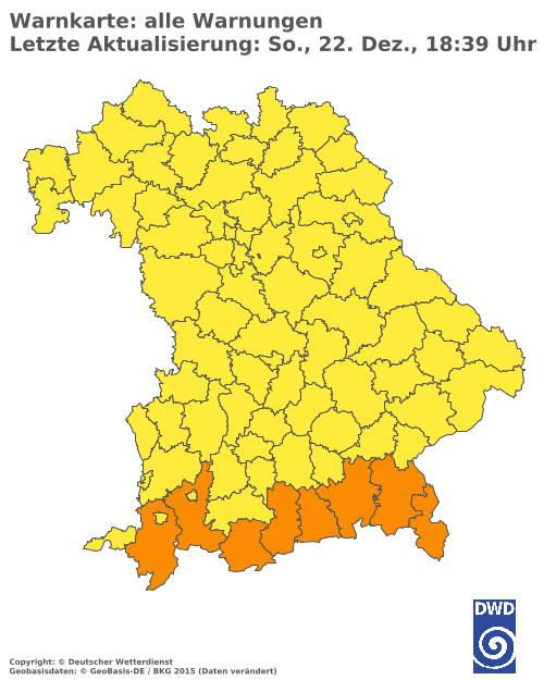 Aktuelle Wetterwarnungen für  Traunstein