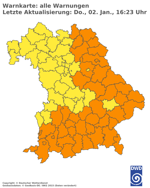 Aktuelle Wetterwarnungen für  Traunstein