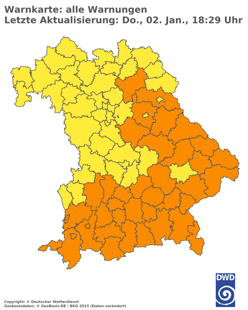 Aktuelle Wetterwarnungen für  Traunstein