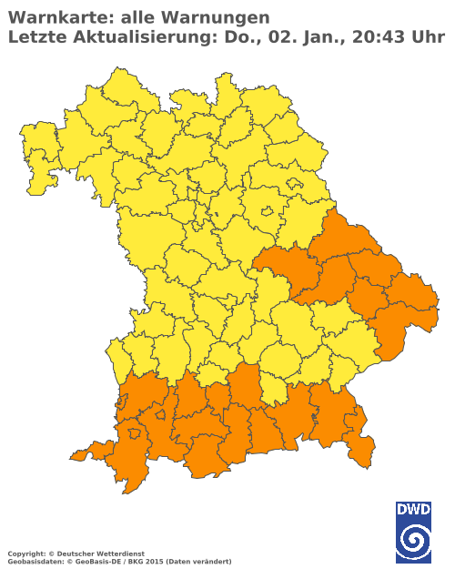 Aktuelle Wetterwarnungen für  Traunstein