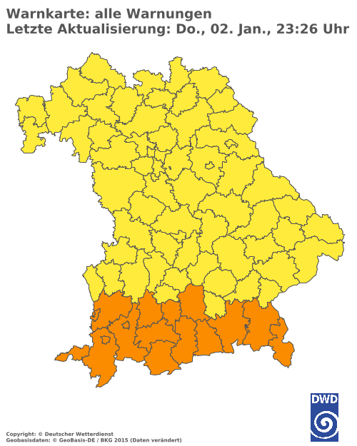 Aktuelle Wetterwarnungen für  Traunstein