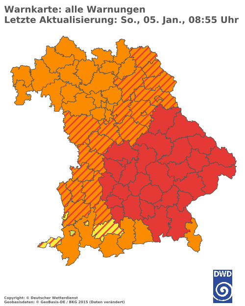 Aktuelle Wetterwarnungen für  Traunstein