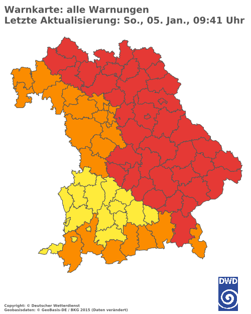 Aktuelle Wetterwarnungen für  Traunstein