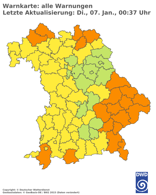 Aktuelle Wetterwarnungen für  Traunstein