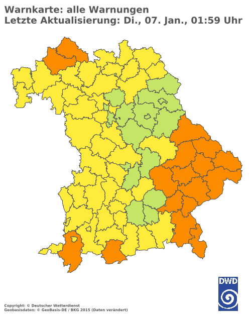 Aktuelle Wetterwarnungen für  Traunstein