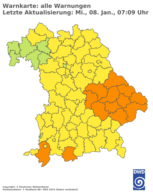 Aktuelle Wetterwarnungen für  Traunstein