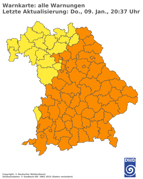 Aktuelle Wetterwarnungen für  Traunstein