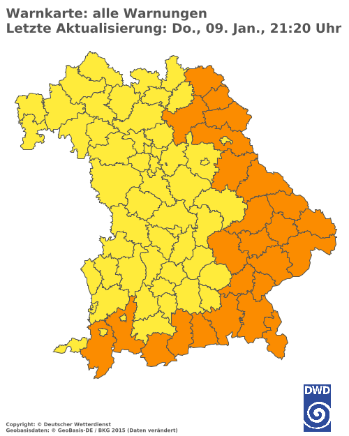 Aktuelle Wetterwarnungen für  Traunstein