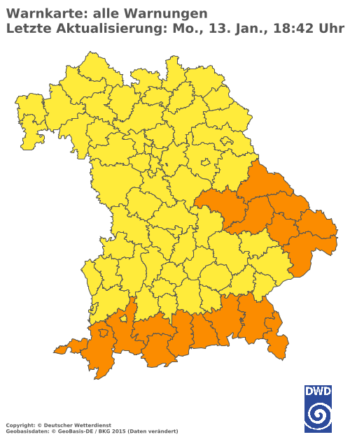 Aktuelle Wetterwarnungen für  Traunstein