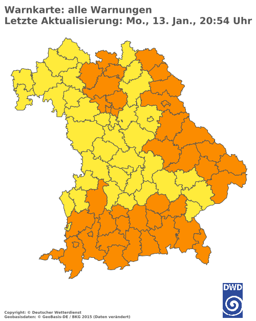 Aktuelle Wetterwarnungen für  Traunstein