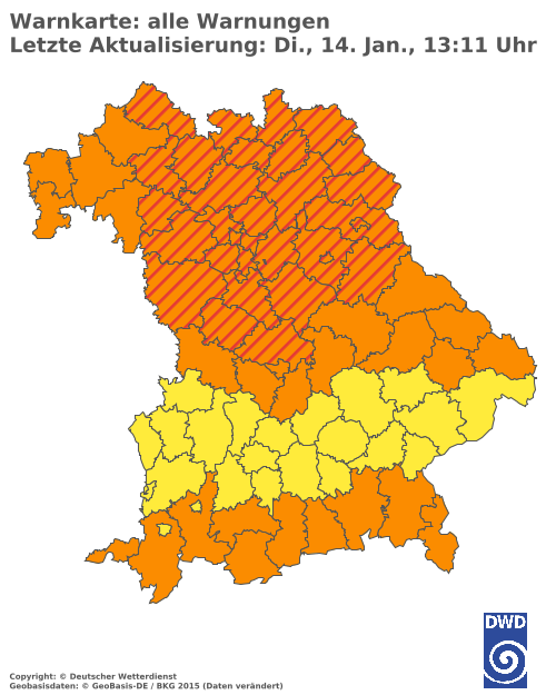 Aktuelle Wetterwarnungen für  Traunstein