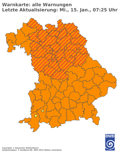 Aktuelle Wetterwarnungen für  Traunstein