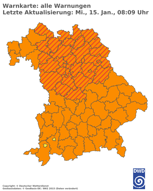 Aktuelle Wetterwarnungen für  Traunstein