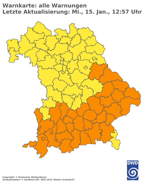 Aktuelle Wetterwarnungen für  Traunstein