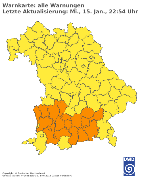 Aktuelle Wetterwarnungen für  Traunstein