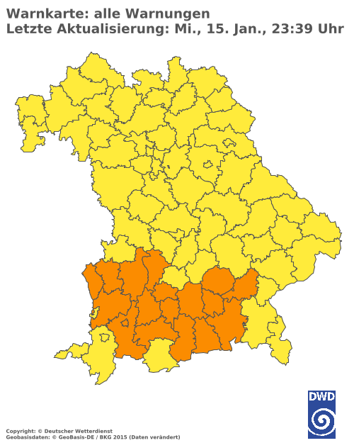 Aktuelle Wetterwarnungen für  Traunstein