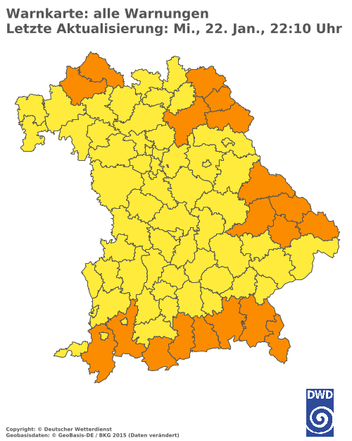 Aktuelle Wetterwarnungen für  Traunstein