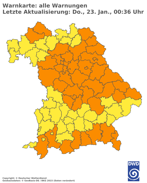 Aktuelle Wetterwarnungen für  Traunstein