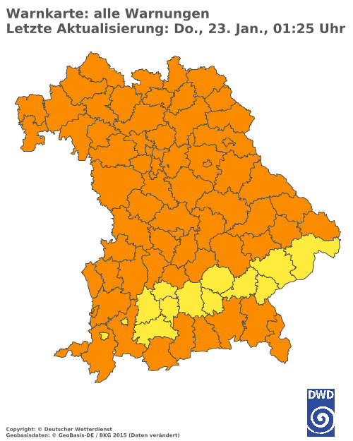 Aktuelle Wetterwarnungen für  Traunstein