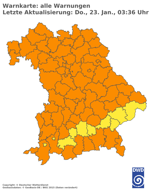 Aktuelle Wetterwarnungen für  Traunstein