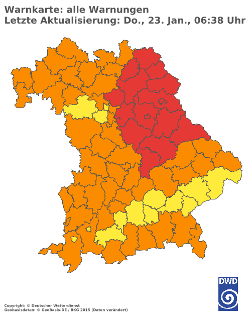 Aktuelle Wetterwarnungen für  Traunstein