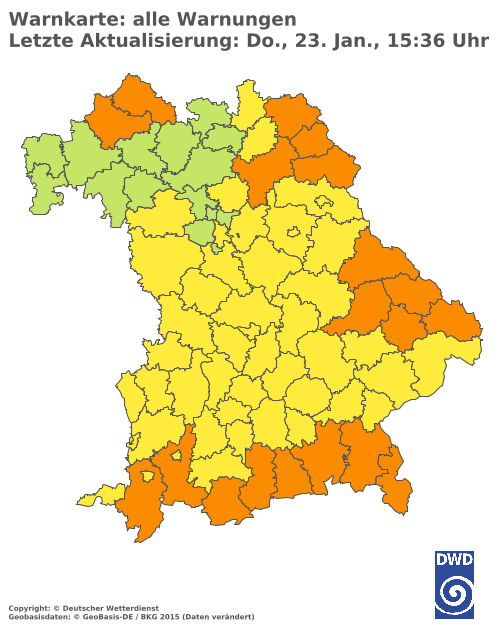 Aktuelle Wetterwarnungen für  Traunstein