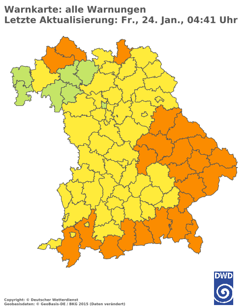 Aktuelle Wetterwarnungen für  Traunstein