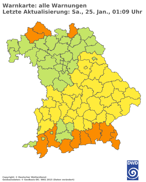 Aktuelle Wetterwarnungen für  Traunstein